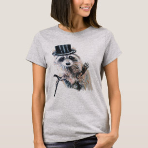 Fun Aquarellfarben gegossen Raccoon T-Shirt