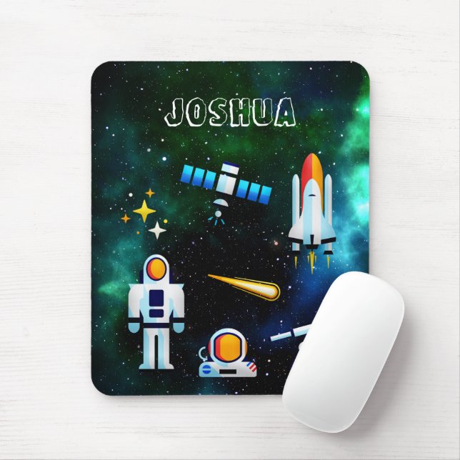 Fun Astronaut Collage Kosmic Personalisiert Mousepad (Mit Mouse)
