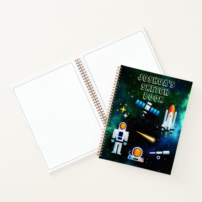 Fun Astronaut Collage Sketch Personalisiertes Note Notizbuch (Innenseite)