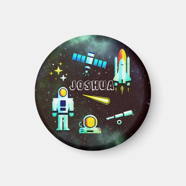 Fun Astronaut Rocket kosmisch Personalisiert Magnet (Vorne)