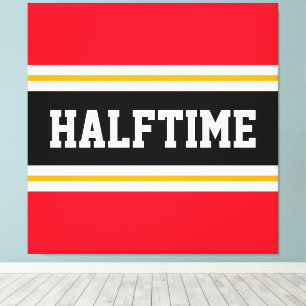 Fun Athletic Bright Red Black HALFTIME Streifen Leinwanddruck