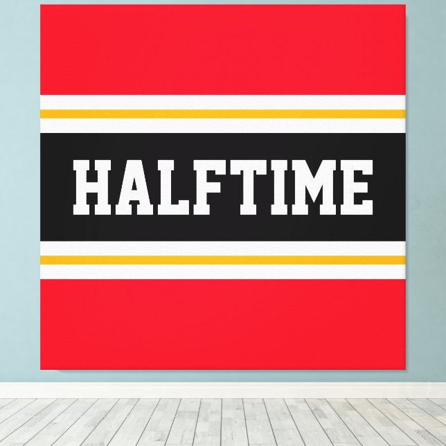 Fun Athletic Bright Red Black HALFTIME Streifen Leinwanddruck (Insitu (Holzboden))