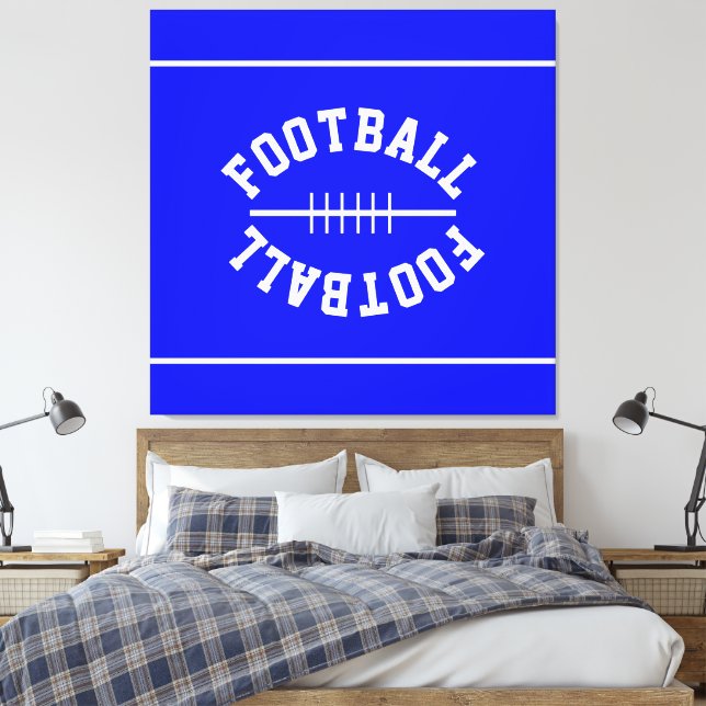 Fun Athletic FOOTBALL White Stripes On Royal Blue Leinwanddruck (Insitu (Schlafzimmer))