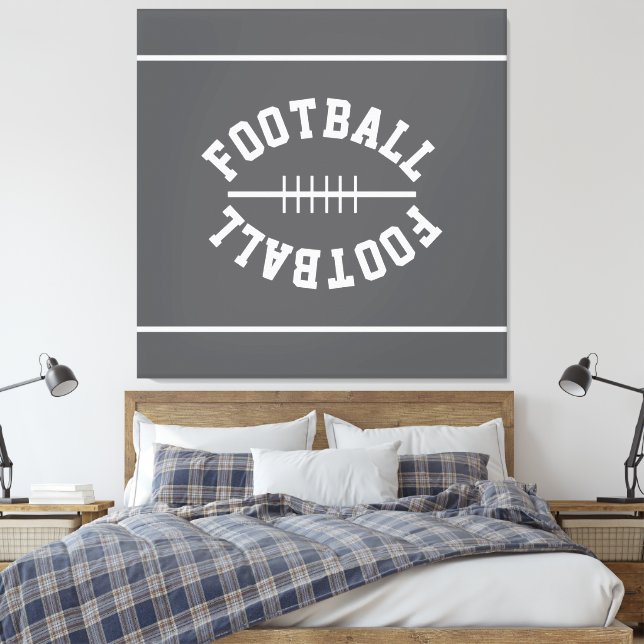 Fun Athletic FOOTBALL White Stripes On Sporty Gray Leinwanddruck (Insitu (Schlafzimmer))