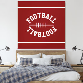Fun Athletic FOOTBALL White Stripes On Vintage Red Leinwanddruck
