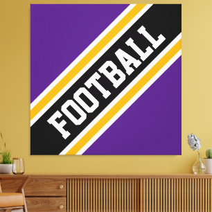Fun Athletic Royal Lila Black FOOTBALL Streifen Leinwanddruck