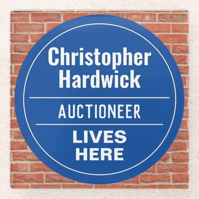 Fun Auktioneer Wall Plaque Style Glass Untersetzer (Vorderseite)