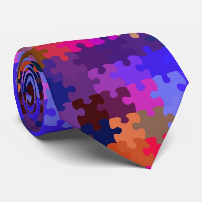Fun Autism Awareness Puzzle Neck Tie Krawatte (Gerollt)