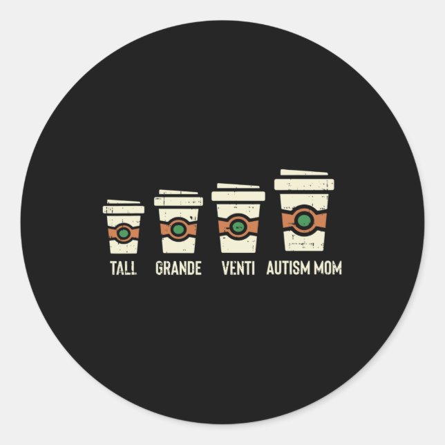 Fun Autismus Mama Kaffeebewusstsein Mütter Tag Runder Aufkleber (Vorderseite)