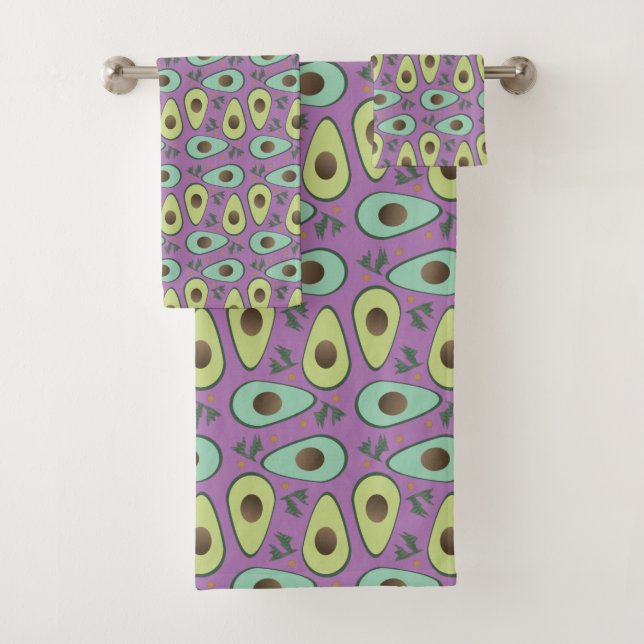 Fun Avocado Halbgrün Muster Badhandtuch Set (Insitu)