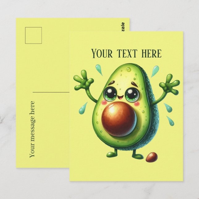 Fun Avocado hinzufügen Text Postkarte (Vorne/Hinten)