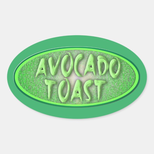 Fun Avocado Toast Liebe Retro Decal Ovaler Aufkleber (Vorderseite)