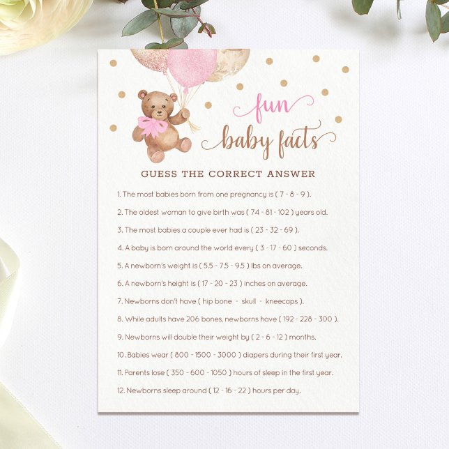 Fun Baby Facts Game Baby Shower Teddy Bear Card Einladung (Von Creator hochgeladen)