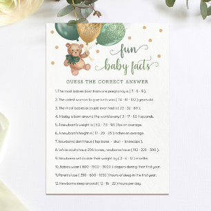 Fun Baby Facts Game Baby Shower Teddy Bear Card Einladung