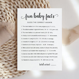 Fun Baby Facts Game with Answers Baby Shower Card Einladung