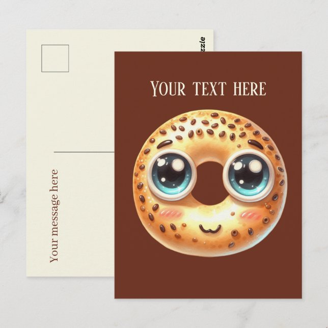 Fun Bagel Liebhaber fügen Text Postkarte (Vorne/Hinten)
