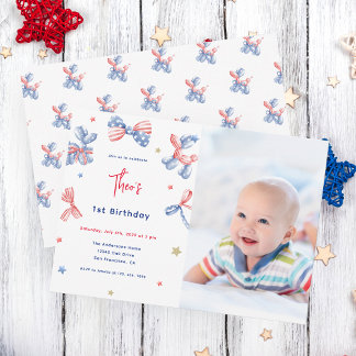 Fun Balloon 1. Geburtstag 4. Juli Party Einladung