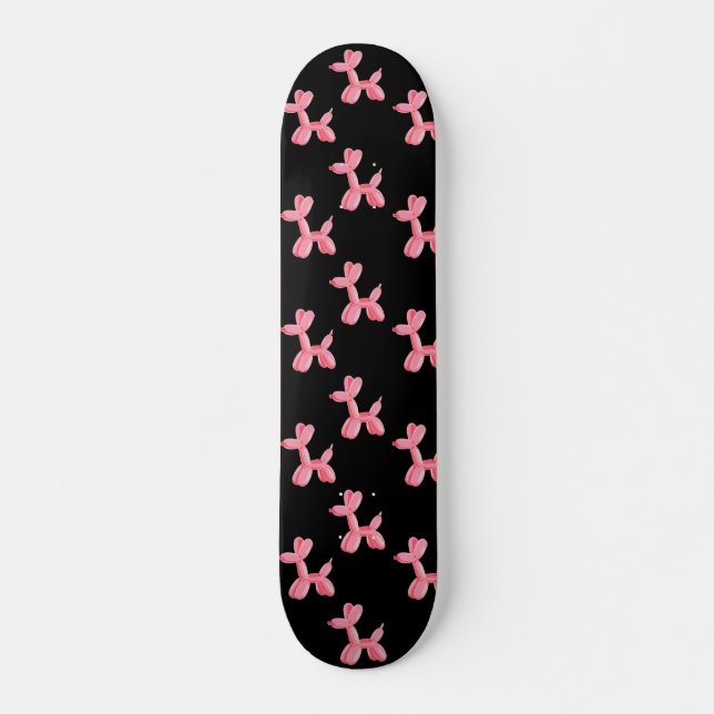 Fun Balloon Dog Pink Black Pattern Skateboard (Vorne)