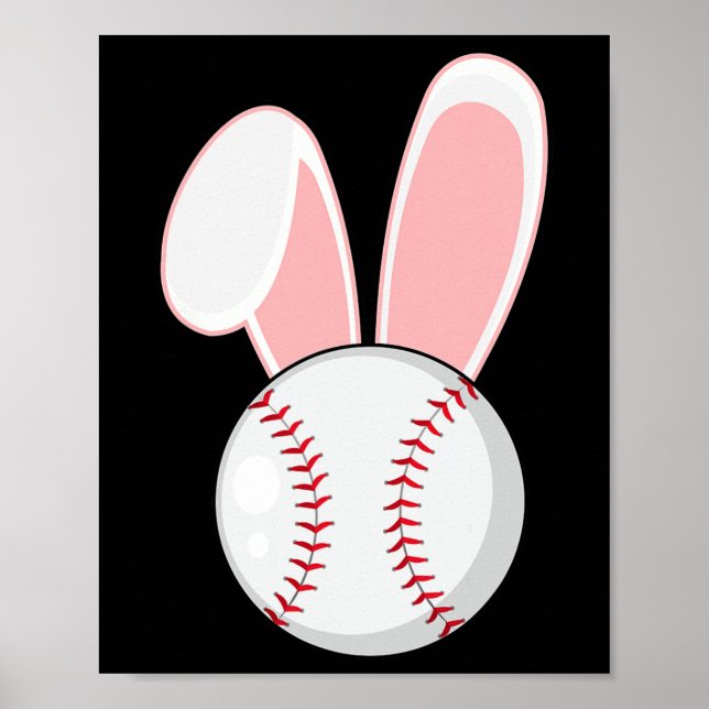 Fun Baseball Bunny Oaster Kids Jungs Kleinkind Poster (Vorne)