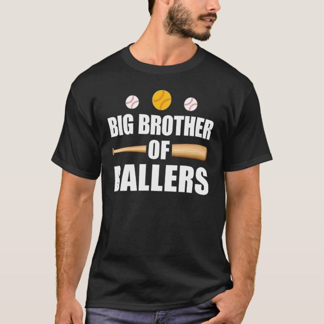 Fun Baseball und Softball-Spieler Big Brother of B T-Shirt (Vorderseite)
