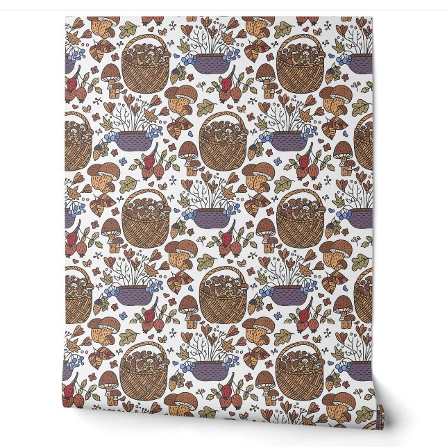 Fun Basket of Mushroom Pattern Tapete (Abrollen)