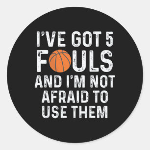 Fun Basketball Player Hoops 5 Fouls Runder Aufkleber