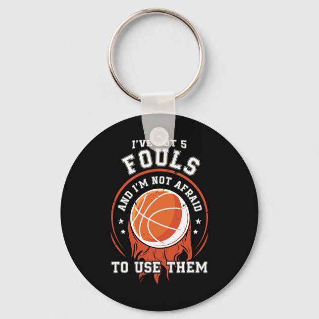 Fun Basketball Spieler Geschenk - Hoops 5 Fouls Schlüsselanhänger (Vorderseite)