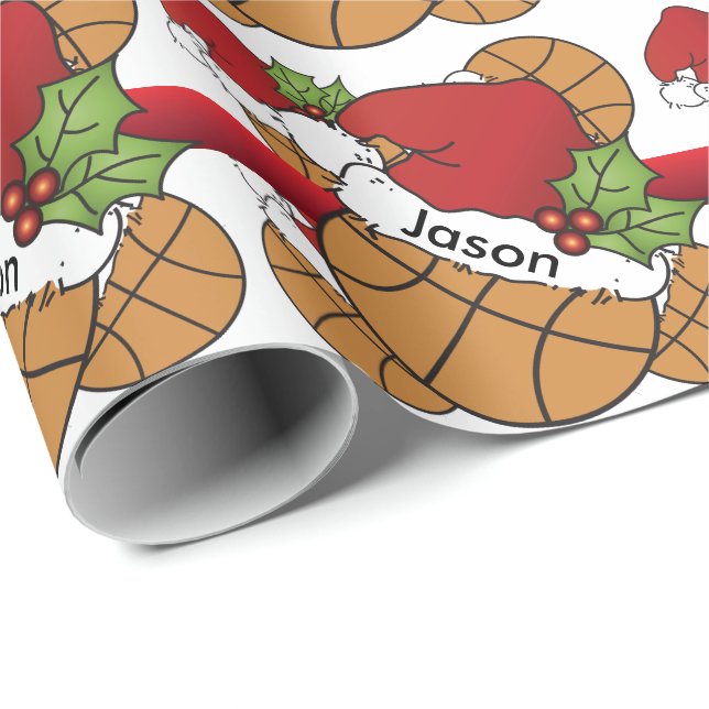 Fun Basketball Weihnachten | DIY Name Geschenkpapier (Rolleneckpunkt)