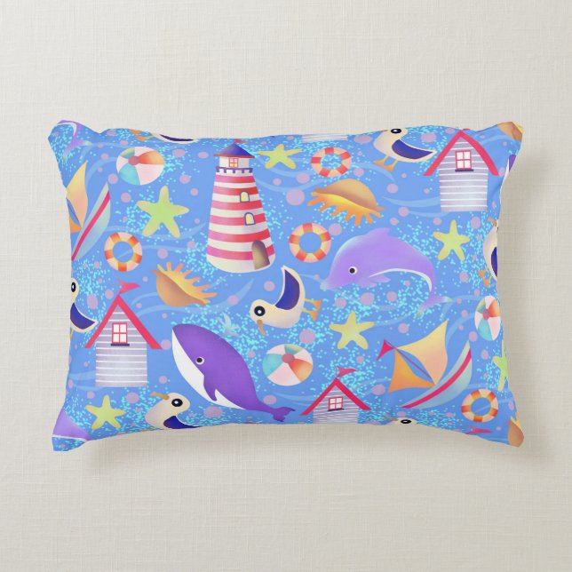 Fun Beach Blue Accent Pillow Dekokissen (Vorderseite)