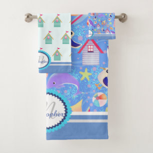 Fun Beach Blue Bath Handtuch Set