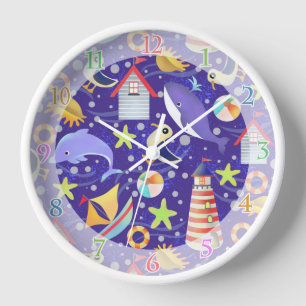 Fun Beach Blue Clock Uhr