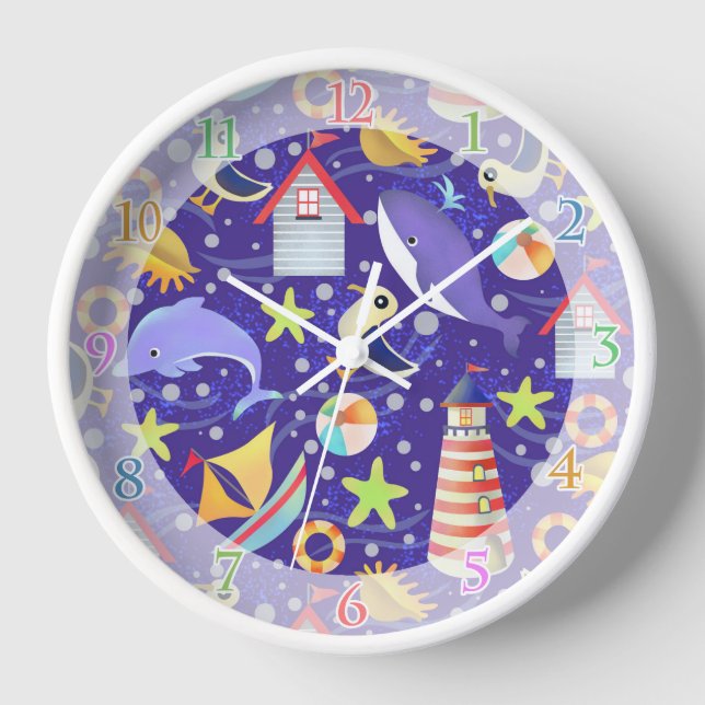 Fun Beach Blue Clock Uhr (Vorderseite)