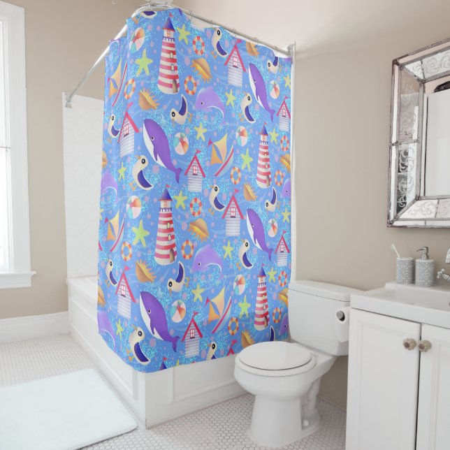 Fun Beach Blue Duschvorhang (Beispiel)