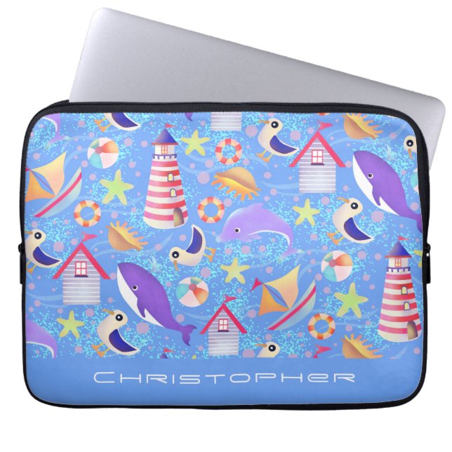 Fun Beach Blue Electronics Bag Laptopschutzhülle (Vorderseite)
