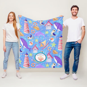 Fun Beach Blue Fleece Blanket