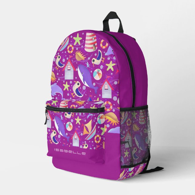 Fun Beach Magenta Electronics Bag Bedruckter Rucksack (Rückseitige Ecke Rechts)