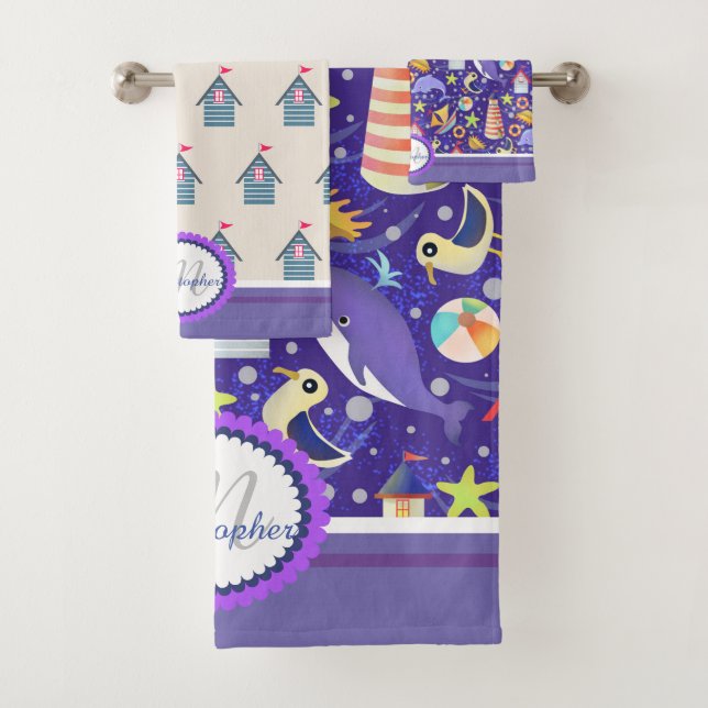 Fun Beach Navy Badetuch Set (Insitu)