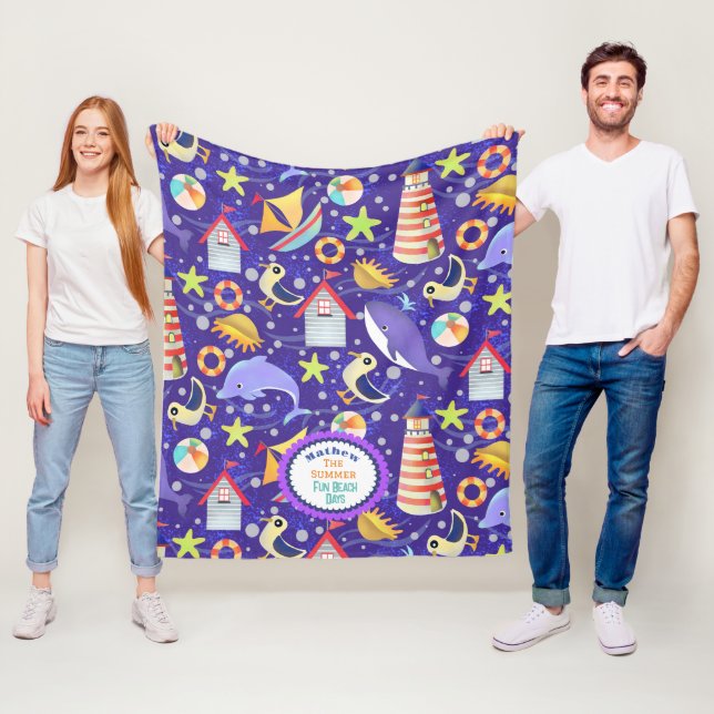 Fun Beach Navy Fleecedecke (Beispiel)