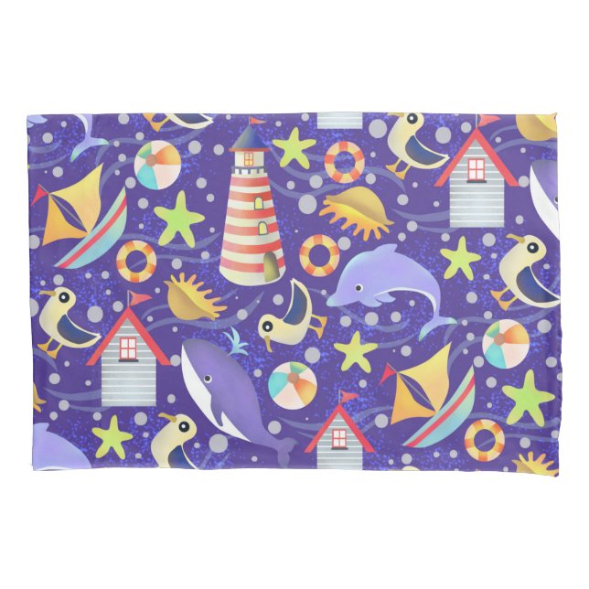 Fun Beach Navy Kissenbezug (Vorderseite)