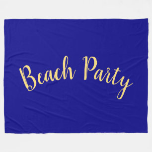 Fun BEACH PARTY Text Deep Royal Ocean Blue Fleecedecke