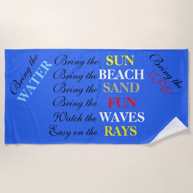Fun Beach Redewendungen Blue Beach Typografie Strandtuch (Vorderseite)