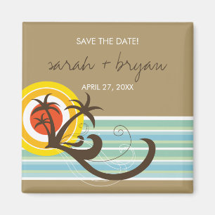 Fun Beach Tropical Sunset Palmen Save the Date Magnet
