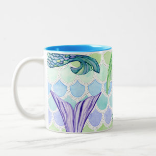 Fun Beach Zuhause Mermaid Schwanz Aquarelle Zweifarbige Tasse