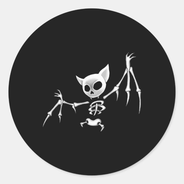 Fun Beängstigende dunkle Flying Skeleton Bat Hallo Runder Aufkleber (Vorderseite)