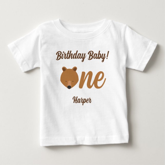 Fun Bear First Birthday Baby T - Shirt (Vorderseite)