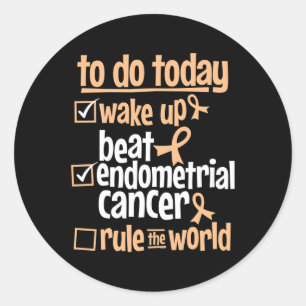 Fun Beat Endometrial Cancer Rule The World - Survi Runder Aufkleber