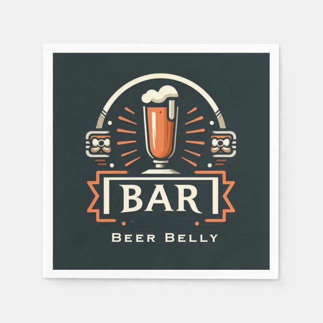 Fun Beer Bly Bar, Bier Tasse Logo Serviette (Vorderseite)