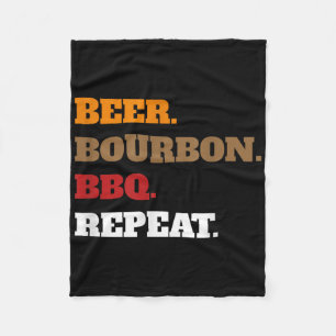 Fun Beer Bourbon Grillen wiederholen _ Men Novelty Fleecedecke