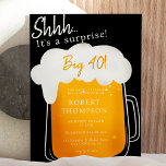Fun Beer pint schwarze Überraschung 40 Geburtstag Einladung<br><div class="desc">Sie ist eine Überraschung! Spaß überraschen 40. Geburtstag für ihn mit einem großen Bierpfeil,  in essbarem Weiß auf schwarz. Perfekte Überraschung Geburtstagsparty!</div>