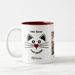 Fun Best Cat Mama Foto Name Zweifarbige Tasse